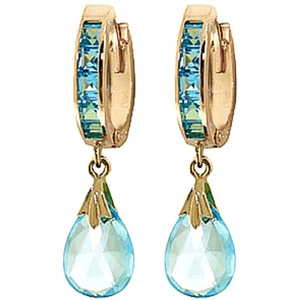 QP Jewellers Blue Topaz Droplet Huggie Earrings 6.85 ctw in 9ct Gold