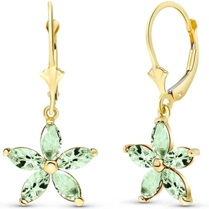 QP Jewellers Green Amethyst Flower Star Drop Earrings 2.8 ctw in 9ct Gold