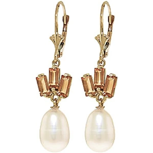 QP Jewellers Pearl & Citrine Ternary Drop Earrings in 9ct Gold