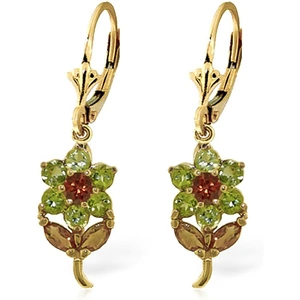 QP Jewellers Peridot & Citrine Flower Petal Drop Earrings in 9ct Gold