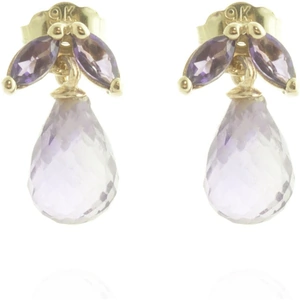 QP Jewellers Amethyst Snowdrop Stud Earrings 3.4 ctw in 9ct Gold