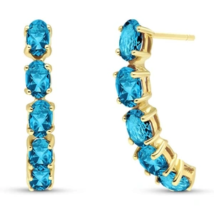 QP Jewellers Blue Topaz Linear Stud Earrings 2.5 ctw in 9ct Gold