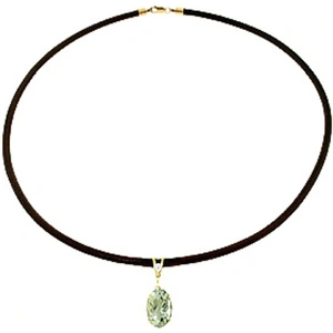 QP Jewellers Green Amethyst Leather Pendant Necklace 7.56 ctw in 9ct Gold