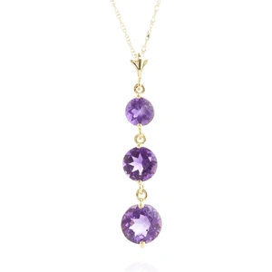 QP Jewellers Amethyst Trinity Pendant Necklace 3.6 ctw in 9ct Gold