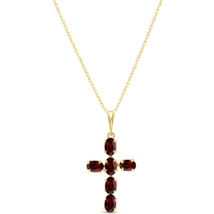 QP Jewellers Garnet Rio Cross Pendant Necklace 1.5 ctw in 9ct Gold