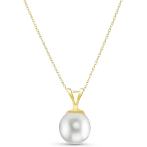 QP Jewellers Round Cut Pearl Pendant Necklace 2 ct in 9ct Gold