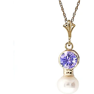 QP Jewellers Pearl & Tanzanite Dazzle Pendant Necklace in 9ct Gold