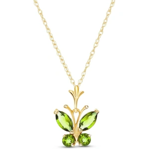 QP Jewellers Peridot Butterfly Pendant Necklace 0.6 ctw in 9ct Gold