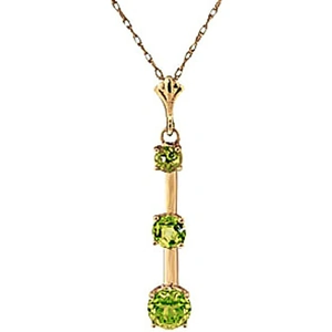 QP Jewellers Peridot Bar Pendant Necklace 1.25 ctw in 9ct Gold