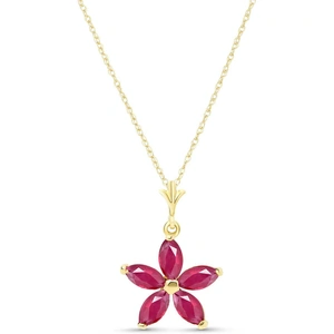 QP Jewellers Ruby Flower Star Pendant Necklace 1.4 ctw in 9ct Gold