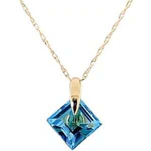 QP Jewellers Blue Topaz Princess Pendant Necklace 1.16 ct in 9ct Gold