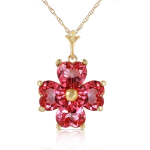QP Jewellers Pink Topaz Four Leaf Clover Pendant Necklace 3.8 ctw in 9ct Gold