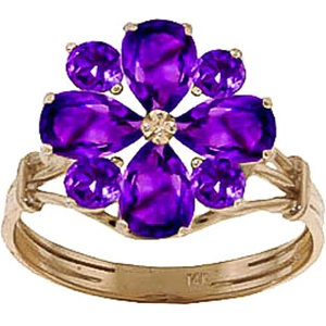 QP Jewellers Amethyst Sunflower Cluster Ring 2.43 ctw in 9ct Gold