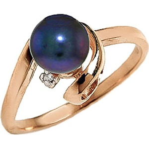 QP Jewellers Black Pearl & Diamond Twist Ring in 9ct Gold