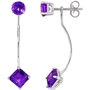 QP Jewellers Amethyst Lure Drop Earrings 4.15 ctw in 9ct White Gold