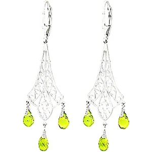 QP Jewellers Peridot Trilogy Drop Earrings 4.5 ctw in 9ct White Gold