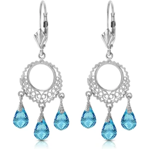QP Jewellers Blue Topaz Trilogy Drop Earrings 3.75 ctw in 9ct White Gold
