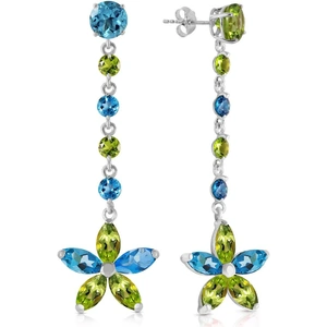 QP Jewellers Blue Topaz & Peridot Daisy Chain Drop Earrings in 9ct White Gold