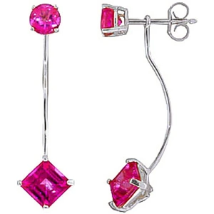 QP Jewellers Pink Topaz Lure Drop Earrings 4.15 ctw in 9ct White Gold