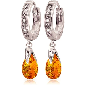 QP Jewellers Diamond & Citrine Droplet Huggie Earrings in 9ct White Gold