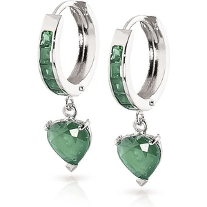QP Jewellers Emerald Huggie Earrings 0.85 ctw in 9ct White Gold