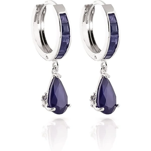 QP Jewellers Sapphire Huggie Drop Earrings 4.55 ctw in 9ct White Gold
