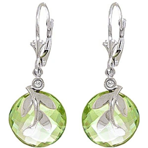 QP Jewellers Green Amethyst & Diamond Olive Leaf Drop Earrings in 9ct White Gold