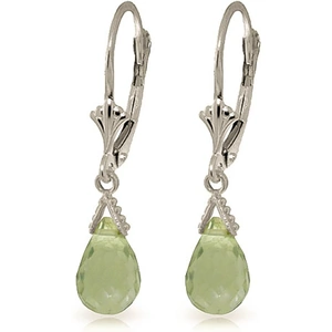 QP Jewellers Green Amethyst Droplet Earrings 5 ctw in 9ct White Gold