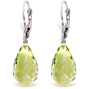 QP Jewellers Green Amethyst Drop Earrings 14 ctw in 9ct White Gold
