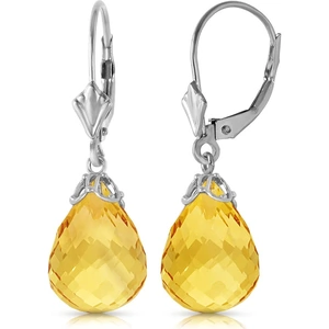 QP Jewellers Citrine Crown Drop Earrings 14 ctw in 9ct White Gold