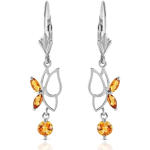 QP Jewellers Citrine Butterfly Drop Earrings 0.35 ctw in 9ct White Gold