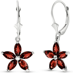 QP Jewellers Garnet Flower Star Drop Earrings 2.8 ctw in 9ct White Gold