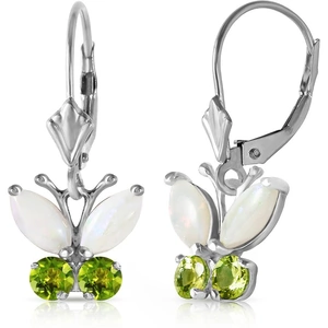 QP Jewellers Opal & Peridot Butterfly Drop Earrings in 9ct White Gold