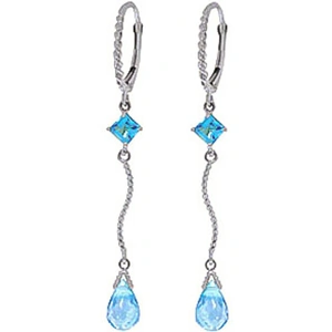 QP Jewellers Blue Topaz Twist Drop Earrings 3.5 ctw in 9ct White Gold