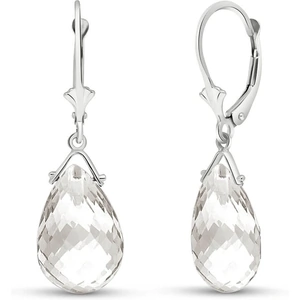 QP Jewellers White Topaz Droplet Earrings 10.2 ctw in 9ct White Gold