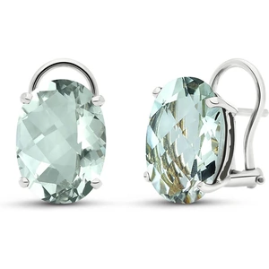 QP Jewellers Green Amethyst Stud Earrings 15.1 ctw in 9ct White Gold