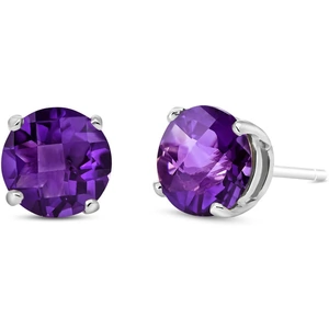 QP Jewellers Amethyst Stud Earrings 3.1 ctw in 9ct White Gold