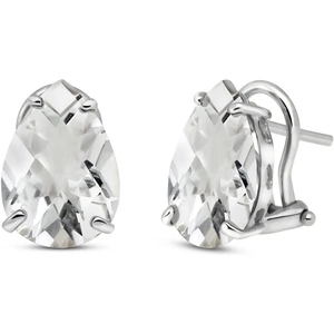 QP Jewellers White Topaz Droplet Stud Earrings 10 ctw in 9ct White Gold