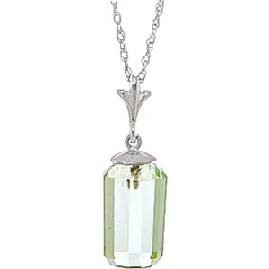 QP Jewellers Bullet Cut Green Amethyst Pendant Necklace 4.5 ct in 9ct White Gold