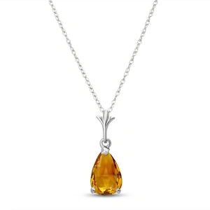 QP Jewellers Citrine Belle Pendant Necklace 1.5 ct in 9ct White Gold