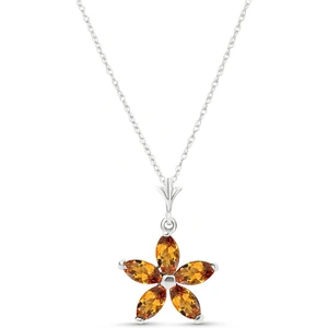 QP Jewellers Citrine Flower Star Pendant Necklace 1.4 ctw in 9ct White Gold