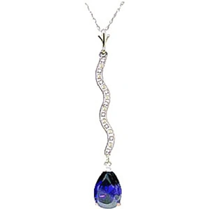 QP Jewellers Sapphire & Diamond Cannes Pendant Necklace in 9ct White Gold