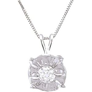 QP Jewellers Diamond Illusion Set Pendant Necklace 0.03 ct in 9ct White Gold