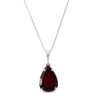 QP Jewellers Garnet Pear Drop Pendant Necklace 5 ct in 9ct White Gold
