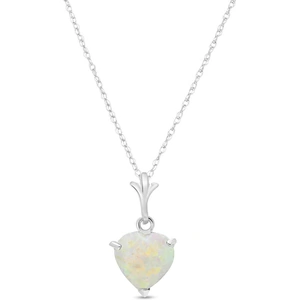 QP Jewellers Opal Heart Pendant Necklace 0.65 ct in 9ct White Gold