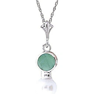 QP Jewellers Pearl & Emerald Dazzle Pendant Necklace in 9ct White Gold