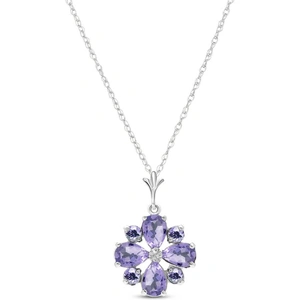 QP Jewellers Tanzanite Sunflower Pendant Necklace 2.43 ctw in 9ct White Gold