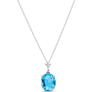 QP Jewellers Blue Topaz Oval Pendant Necklace 3.12 ct in 9ct White Gold