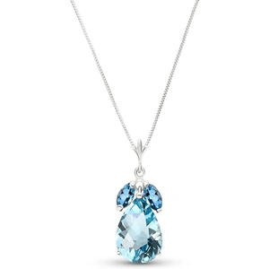 QP Jewellers Blue Topaz Pear Drop Pendant Necklace 6.5 ctw in 9ct White Gold