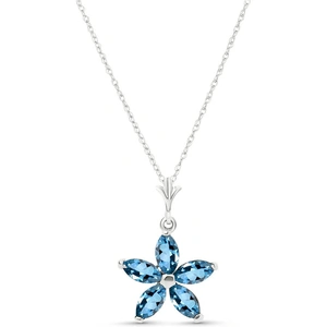 QP Jewellers Blue Topaz Flower Star Pendant Necklace 1.4 ctw in 9ct White Gold